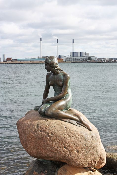 the famous Copenhagen little mermaid, ... Mermaid Statue, Mermaid Sculpture, My Heritage, Bronze Sculpture, Little Mermaid, The Little Mermaid, Statue Of Liberty, Copenhagen, Adventure Travel