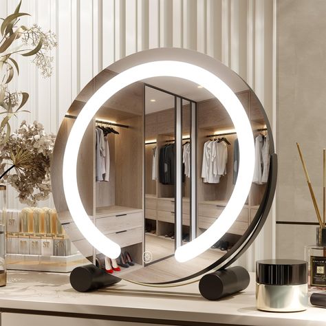 PRICES MAY VARY. ✅Adjustable Brightness & 3-Color Lighting Modes: Customize your lighting experience with adjustable brightness levels and three different color modes to achieve the perfect makeup application or skincare routine. ✅360° Rotation & Minimalistic Rounded Design: Enjoy the flexibility of the mirror's 360-degree rotation, allowing you to find the perfect angle for your beauty needs. Its minimalistic rounded design adds a touch of elegance to your vanity space. ✅Sturdy Aluminum Frame: Lit Mirror, Vanity Space, Round Makeup, Bath Makeover, Elegant Vanity, Lighted Makeup Mirror, Vanity Mirror With Lights, Color Lighting, Mirror Large