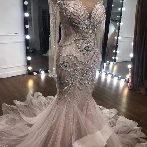 Blush Mermaid Wedding Dress, Bride Dresses Long Sleeve, Wedding Dresses Mermaid Bling, Luxury Wedding Reception, Wedding Reception Gowns, Blush Pink Wedding Dress, Luxury Weddings Reception, Pearl Wedding Dress, Progress Photos