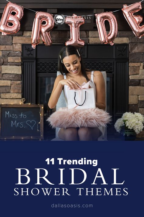 11 Trending Bridal Shower Themes for Your 2021 Wedding. Stay up to date with trendy wedding themes for 2021. Dallas Oasis is a luxury wedding venue in DFW, Texas. We help plan your dream wedding ceremony & reception for an unforgettable luxurious destination wedding. Pink And White Decorations, Trendy Wedding Themes, Dream Wedding Ceremony, Bridal Shower Themes, Gifts For Brides, Spring Wedding Color Palette, Bridal Shower Gifts For Bride, Wedding Shower Themes, Wedding Dress Sketches