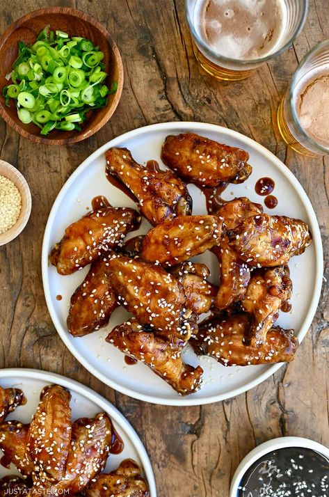 These Teriyaki Chicken Wings are extra-crispy and tossed in the best homemade teriyaki sauce. Best of all, they’re oven baked for a healthier (and foolproof!) alternative to classic chicken wings. With minimal effort, you’ll have an irresistible appetizer that’s perfect for game day or any time! Teriyaki Chicken Wings In The Oven, Diy Teriyaki Sauce, Baked Teriyaki Chicken Wings, Teriyaki Chicken Wings Recipe, Dinner Sauces, Chicken Wings In The Oven, Chicken Wing Sauce Recipes, Chicken Wing Sauce, Teriyaki Chicken Wings