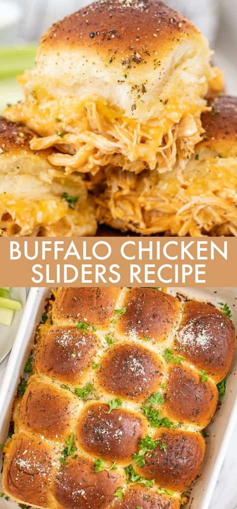 Shredded Buffalo Chicken Recipes, Buffalo Chicken Sliders Recipes, Easy Slider Recipes, Sliders Recipes Chicken, Buffalo Chicken Sliders, Buffalo Chicken Recipes, Buffalo Chicken Sandwiches, Chicken Sliders, Slider Recipes