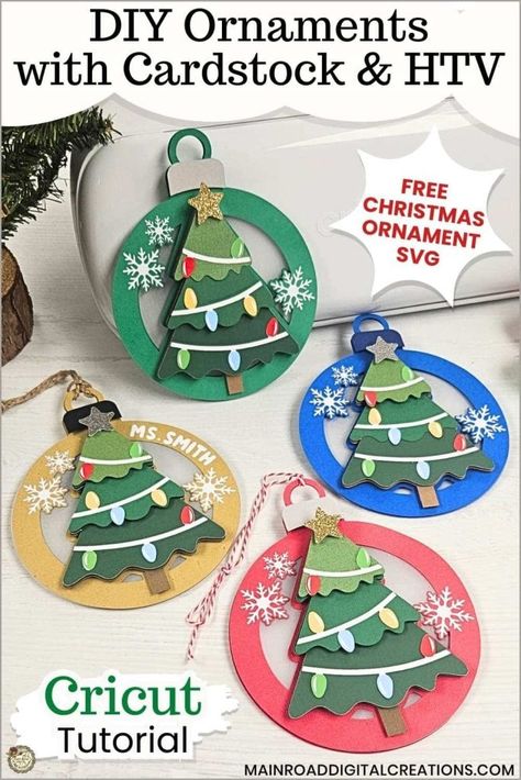 Crafting Joy: Free Christmas Ornament SVG File | Cricut Tutorial - Main Road Digital Creations Free Svgs For Cricut Christmas, Homemade Christmas Cards Cricut, Cardstock Ornaments Diy, Layered Paper Ornaments Cricut, Cricut Christmas Ornaments Paper, Free Cricut Cards, Paper Crafts With Cricut, Cricut Christmas Ornament, Cardstock Crafts To Sell