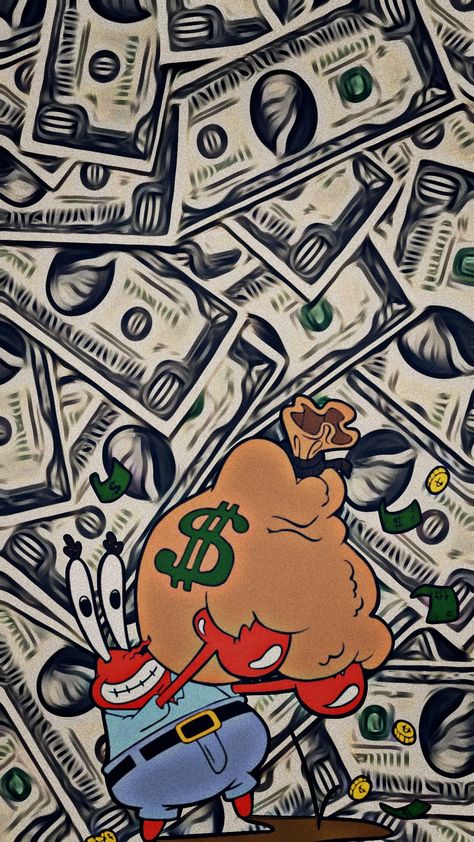 Cartoon Money Wallpapers, Mr Krabs Money Wallpaper, Spongebob Lockscreen Iphone Wallpapers, Aesthetic Money Wallpapers, Mr Krabs Wallpaper, Cartoon Money Aesthetic, Iphone Wallpaper Money, Money Wallpaper Iphone Aesthetic, Dope Lockscreen