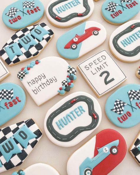 Two Fast Two Curious Cookies, 2 Fast 2 Curious Cookies, Two Fast Sugar Cookies, 2 Fast Cookies, Two Fast Cookies Birthday, Two Fast Cupcakes, Two Fast Birthday Cookies, Car Themed Cookies, Race Car Birthday Cookies