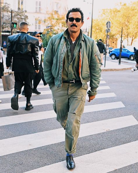 Tommy Ton | Always on point 👌 @h.a | Instagram Tommy Ton, Haider Ackermann, Cargo Pants, Bomber Jacket, Log In, Log, Pants, Instagram, Trousers