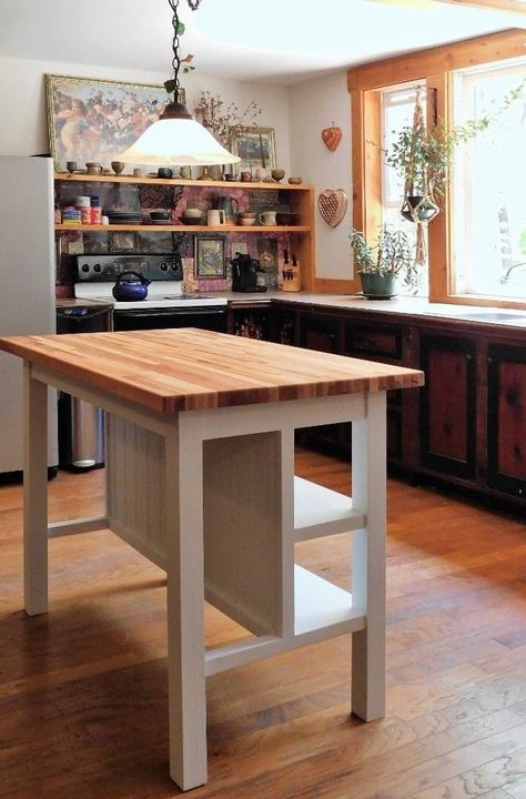 Island With Breakfast Bar, Portable Kitchen Island, Breakfast Kitchen, Custom Kitchen Island, Small Kitchen Island, Kitchen Island With Seating, Casa Vintage, Diy Kitchen Island, Island With Seating