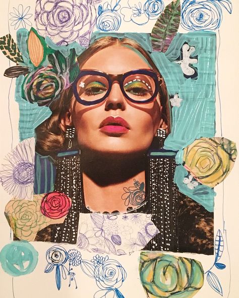 mixed media portrait, bohemian art, magazine art, fashion portrait, fashion art, boho decor, boho style, flowers, spiritual art, Mixed Media Portrait, Collage Portrait, Magazine Collage, Mixed Media Tutorials, Portrait Fashion, Floral Drawing, Art Magazine, Collage Art Mixed Media, Bohemian Art