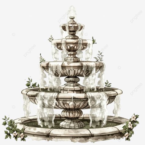 beautiful fountain clip art garden decorative park png Fountain Sketch, Apricot Aesthetic, Fountain Illustration, Salim Ali, Digital Wedding Invitations Design, Magic Fountain, Png Wedding, Background Wedding, Products Photography