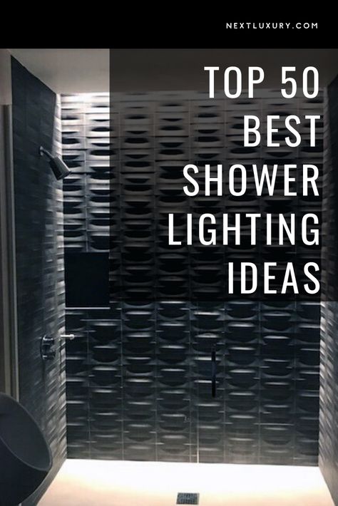 For an unfortunate many, stepping into the shower first thing in the morning or after a long day’s work is little more than a chore, with even less attention paid to the details that transform the task into an experience worth savoring.The act of bathing should be a time for renewal and invigoration, a much-anticipated moment of equally deserved luxury. #nextluxury #homedesign #homedecor #homedecorideas Extra Bathroom Lighting Ideas, Shower Heater Light, Lighting In Showers Walk In, Shower Ceiling Light, Walk In Shower Lighting, Shower Lights Ideas, Shower Mood Lighting, Lights In Shower Ceiling, Light In Shower Ceiling