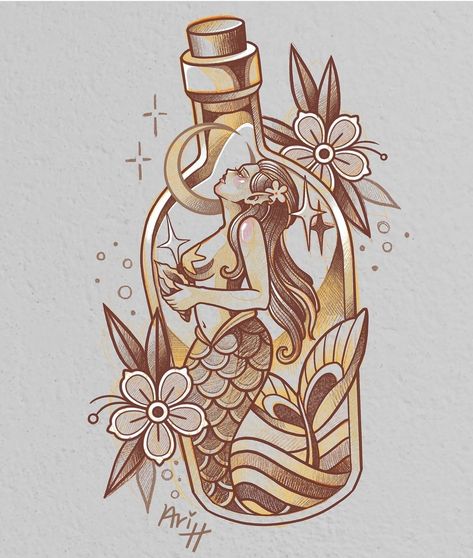 Tattoo Flash Neotrad, Tattoo Portfolio Cover Page, Neo Trad Mermaid, Traditional Style Mermaid Tattoo, Old Fashioned Tattoo, Neo Traditional Mermaid Tattoo Design, Traditional Mermaid Tattoo Flash, Tattoo Apprenticeship Portfolio, Neo Traditional Aquatic Tattoo