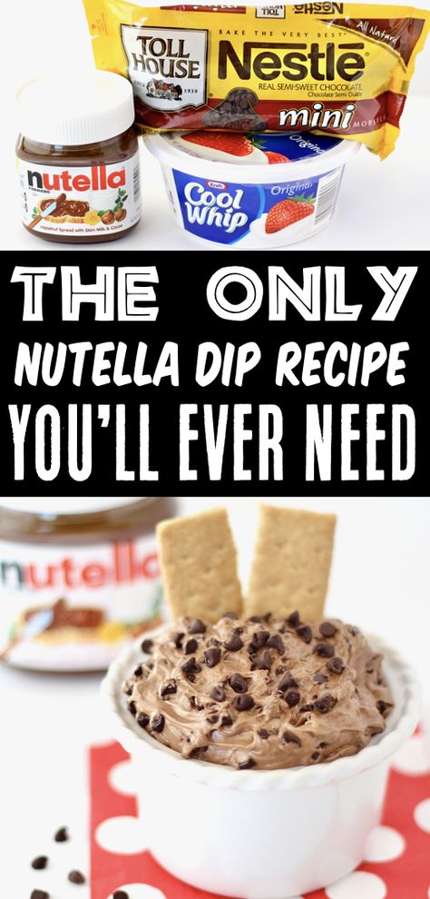 Nutella Dip Recipe Cool Whip Treats, Dip Recipes For Pretzels, Easy Grab And Go Appetizers, Creative Dip Recipes, Party Pot Luck Dishes, Cool Whip Snack Ideas, Sweet Party Dips Easy Crowd Pleasers, Nutella Dipping Sauce, Sweet Dips For Parties Simple