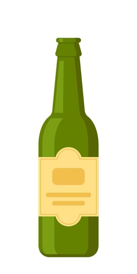 Green beer bottle on white background. Flat style vector illustration. Beer Bottle Illustration, Bottle Animation, Tamil Alphabets, Green Beer Bottles, Beer Drawing, Beer Bottle Art, Beer Cartoon, Bottle Vector, Bottle Illustration