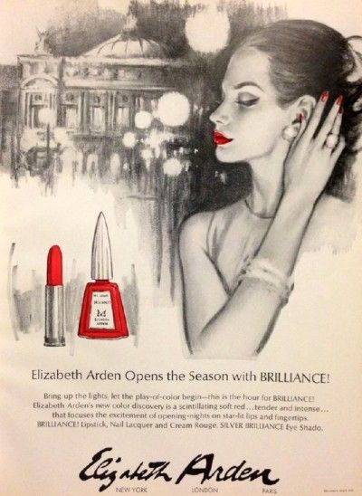 elizabeth arden | Tumblr Makeup Advertisement, Vintage Makeup Ads, Lipstick Nail, Makeup Illustration, Fragrance Ad, Makeup Ads, Lipstick Nails, Perfume Bottle Art, Perfume Ad