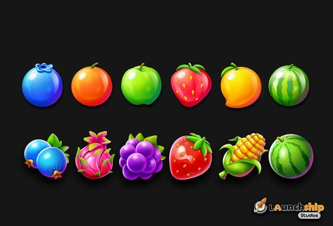 Game Fruit, Orange Games, Fruit Icons, Farm Games, Game Icons, Game Gui, Magic Bottles, Casual Art, Fruit Shop