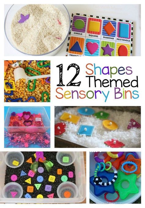 These 12 shapes themed sensory bins are sure to help teach your child their shapes. Toddlers will love to explore the different feel of rice, coconut, cotton balls and more while preschool kids will love playing with the bins and exploring the shapes. This allows them to feel the difference between a circle and a square. Cotton Ball Sensory Bin, Shapes Toddlers, Prek Sensory, Themed Sensory Bins, Preschool Shapes, Sensory Bin Ideas, Shapes Lessons, Rice Coconut, Preschool Sensory