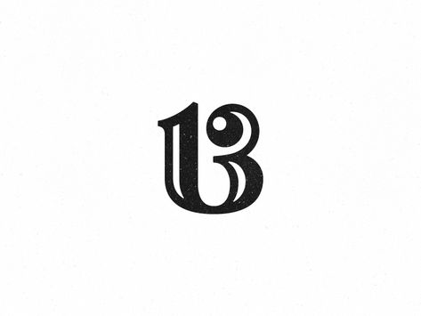 13 by Kakha Kakhadzen Number 13 Tattoos, Numbers Typography, Handwritten Type, Beginner Tattoos, Number Logo, 13 Tattoos, Foto Gif, Number Ideas, Lucky 13