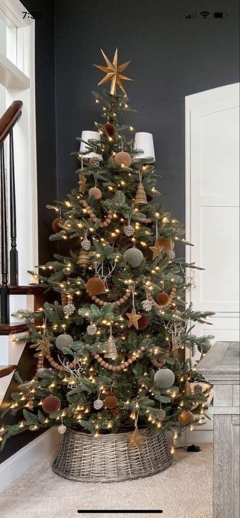 Christmas Tree Inspo, Christmas Tree Decorating Themes, Neutral Christmas Decor, Christmas Decor Inspiration, Christmas Themes Decorations, Christmas Tree Inspiration, Natural Christmas, Boho Christmas, Christmas Tree Themes