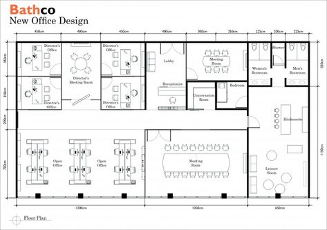 Commercial & Offices - Office Interiors Designed by dian saw - Bathco's Office Layout & Design 2.0 - CH | Arcbazar Warehouse Office Design Layout, Office Plan With Dimensions, Office Space Layout Floor Plans, Office Floor Plan With Dimensions, Office Space Planning Layout, Office Design Plan Layout, Large Office Layout, Architect Office Interior Design Modern, Office Layout Plan With Dimensions