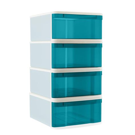 Peacock Large Tint Stackable Storage Drawer Case of 4 | The Container Store College Storage, Plastic Storage Drawers, Under Bed Drawers, Plastic Storage Bins, Plastic Drawers, Closet Rod, The Container Store, Shop Storage, Stackable Storage