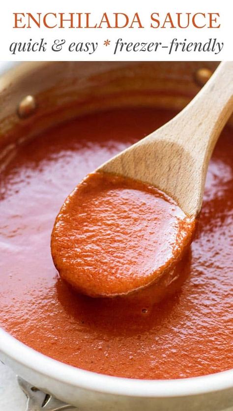 Quick and easy homemade enchilada sauce. Freezer-friendly and perfect for all the enchiladas, tacos, and burritos #cooking #recipes #dinner #easy #sauces #enchiladas