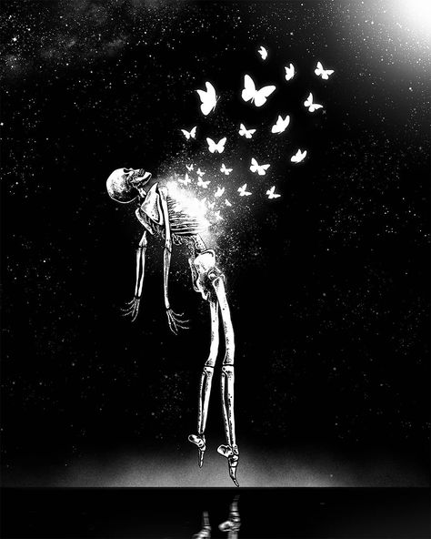 Junaid Mortimer shared a photo on Instagram: “"Metamorphosis" . . . #newstart #newbeginnings #skeleton #skeletonart #blackworkartists…” • See 271 photos and videos on their profile. Gothic Bio For Instagram, Skeletons Wallpaper Aesthetic, Metamorphosis Art, Butterflies Illustration, Skeleton Artwork, Skeleton Love, Skeleton Illustration, Butterfly Illustration, Skull Lover