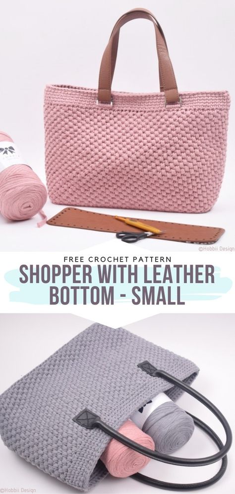 Crochet Purse Patterns With Leather Bottoms, Crocheted Purse, Tote Crochet, Crochet Baskets, Free Crochet Bag, Crochet Bag Pattern Free, Bag Pattern Free, Crochet Handbags Patterns, Haken Baby