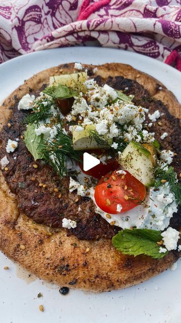 Carissa Stanton on Instagram: "Safe to say these Greek-Style Smash Burgers have changed my life. @chilesandsmoke made this method viral and instead of the classic burger take (which is made with a tortilla and burger sauce- YUM!), I decided to make lamb burgers and do them Greek-style! Tastes like the best Gyro I’ve ever had. They’re perfect for a backyard BBQ or just a fun weeknight dinner. Enjoy!

Ingredients:
1 lb ground lamb or beef 
1/2 red onion, finely minced or grated
3 cloves garlic, minced
2 tbsp fresh mint
1 tsp kosher salt 
1/2 tsp black pepper 
1/2 tsp dried oregano 
1/2 tsp paprika 
Pita bread 
Toppings: lettuce, tomato, cucumber, red onion, feta cheese, za’atar 

Tzatziki:
3/4 cup Greek yogurt
1/2 cucumber, grated 
1 clove garlic, minced 
Juice from 1 lemon 
2 tbsp fresh dil Pita Smash Burger, Greek Smash Burger, Carissa Stanton, Burger Instagram, Bread Toppings, Classic Burger, Smash Burgers, Lamb Burgers, Tomato Cucumber