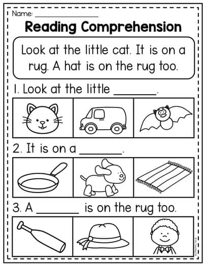 Comprehension Worksheets - Kindergarten Reading Comprehension | TPT Reading Practice Worksheets, Kindergarten Literacy Worksheets, Kindergarten Homework, Homework Worksheets, Reading Comprehension Kindergarten, Kindergarten Reading Worksheets, Preschool Reading, Literacy Worksheets, Free Kindergarten Worksheets