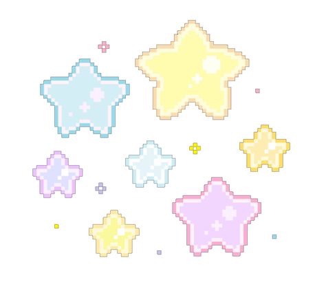 Stars Yellow, Piskel Art, Pop Stickers, Pix Art, Mermaid Aesthetic, Pixel Design, 패턴 배경화면, Ios Design, Tiny Prints