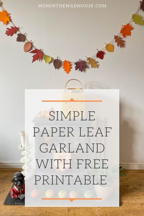 Homemade Leaf Garland, Autumn Leaves Template Free Printable, Leaf Cricut Template, Fall Leaf Patterns Free Printable, Homemade Fall Garland, Diy Leaf Decorations, Office Thanksgiving Ideas, Autumn Garland Diy, Fall Classroom Door Decorations