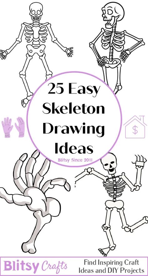 25 Easy Skeleton Drawing Ideas - How To Draw A Skeleton Skeleton Doodle Easy, Skeleton Drawing Ideas, Easy Skeleton Drawing, Simple Skeleton Drawing, Skeleton Head Drawing, Skeleton Drawing Easy, Posing Skeletons, Skeleton For Kids, Skeleton Art Drawing