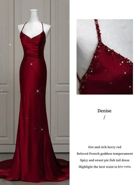 This elegant Red Dress is perfect for making a statement at any special occasion Elegant Dark Red Prom Dress, Red Elegant Bridesmaid Dresses, Red Evening Gowns Elegant Classy, Wine Red Evening Gown, Crimson Dress Formal, Dark Red Vintage Prom Dress, Burgundy Ball Dress, Wine Red Dress Formal, Old Hollywood Prom Dresses Red