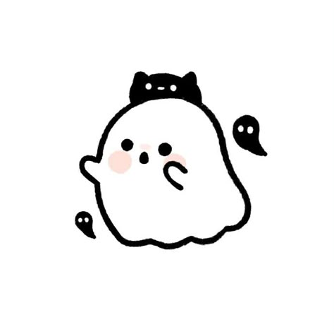 Kawaii Ghost Drawing, Simple Doodles Ghost, Things To Draw Easy Doodles, Doodles Ghost, Illustrated Animation, Cute Things To Draw Easy, Cute Drawings Simple Doodles, Ghost Drawings, Stickers Telegram