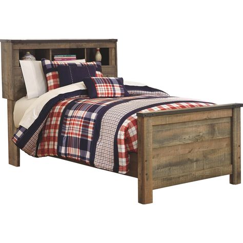 Trinell 3 Piece Twin Bed - Brown Twin Storage Bed, Bookcase Bed, Bookcase Headboard, Queen Panel Beds, Youth Bedroom, Brown Bedroom, Ashley Furniture Homestore, Trundle Bed, Reclaimed Barn Wood