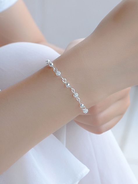 Silver Fashionable Collar  Copper   Embellished   Fashion Jewelry Acotar Accessories, Korean Bracelet, Chemistry Jewelry, Silver Bracelet For Women, Silver Pearl Bracelet, Jewelry Hacks, Gold Bracelet Simple, Beaded Jewelry Earrings, Silver Jewelry Accessories