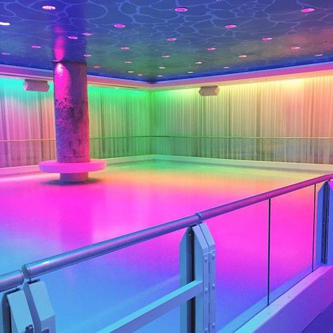 Image about aesthetic in Glow/Neon🌟 by Giselle A. Indoor Ice Skating Rink, Indoor Ice Skating, Miami Beach Edition, Edition Hotel, Ice Skating Rink, Colored Lights, Neon Room, Colorful Lights, Florida Hotels