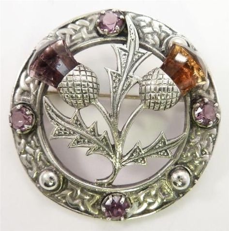 1930’s Silver Scottish Thistle Pin with Amethyst and Citrine Stones Thistle Jewellery, Scottish Jewelry, Scottish Style, Celtic Heritage, Scottish Fashion, Scottish Jewellery, Historical Jewellery, Scottish Thistle, Celtic Jewelry