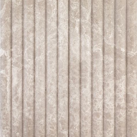 Jeffrey Court | Fluted Field Tile 6" x 12" 6" x 12" Venetian Beige Fluted Marble Texture, Fluted Travertine, Fluted Tile, Fluted Bathroom, Ribbed Tile, Fluted Marble, Brown Tile, Jeffrey Court, Tile Options