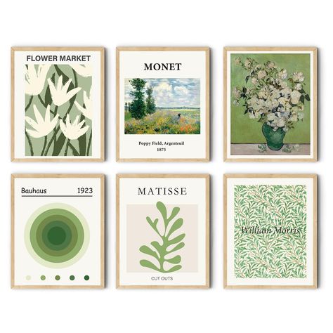 PRICES MAY VARY. Set of 6 Unframed Aesthetic Wall Art Print:REMIFA sage green room decor size is 8*10 inches,The gallery prints set is a mix of Matisse and other famous Artist abstract Poster,This wall prints will give a new look to your beautiful room. Premium Quality and Careful Packaging: Aesthetic poster printed on 300gsm papers,our gallery wall prints boast a premium feel and vibrant colors that outshine canvas prints.Packaged in a exquisite envelope, we ensure the safe delivery of our uniq Bedroom Frame Decor Wall Art, Art On Green Wall, Green Room Decor Aesthetic, Sage Green Room Decor, Sage Green Room, Packaging Aesthetic, Prints For Bedroom, Vintage Floral Wall Art, Green Room Decor