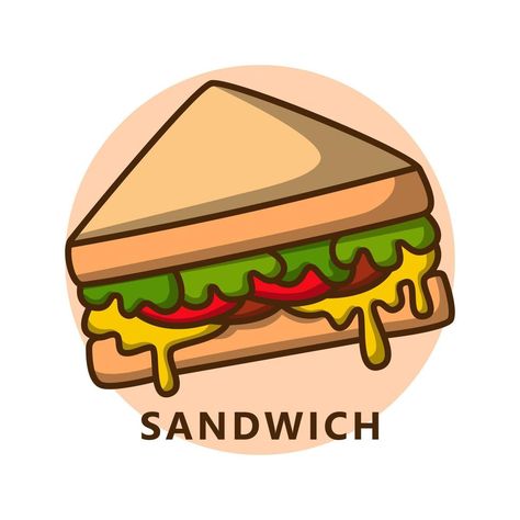 Sandwich breakfast menu illustration cartoon. food and drink logo. Homemade meal icon Sandwich Cartoon Drawing, Drawing Of Sandwich, Cute Sandwich Drawing, Sandwich Illustration Drawing, Sandwich Drawing Simple, Sandwich Logo Design Ideas, Sandwich Drawing Easy, Sandwich Logo Design, Sandwich Doodle