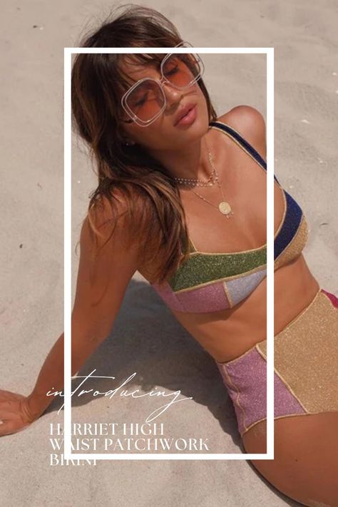 Stylish and Trendy: Harriet High Waist Patchwork Bikini | Shop Now! Swimsuits Outfits, Summer Bikinis, High Waist Bottoms, Trends 2024, Summer Essentials, Beach Style, Retro Design, Retro Inspired, Feminine Style