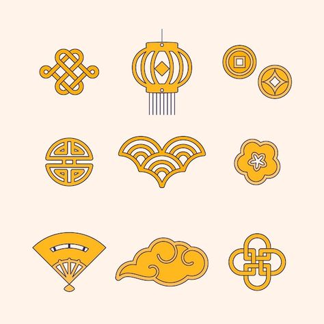 Chinese New Year Festival, Chinese Deco, Chinese New Year Cookies, Korean New Year, Chinese Graphic, New Year Symbols, Chinese Element, Lucky Symbols, New Year Banner