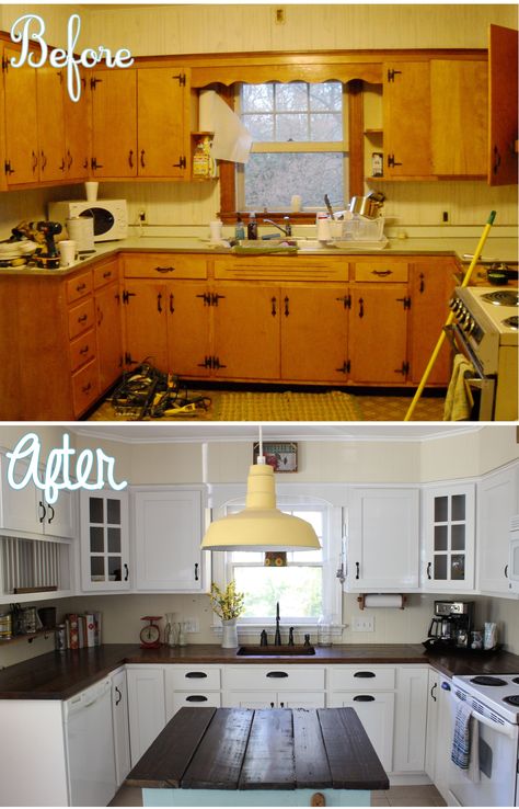 DIY wood counter tops - or Do It Ken countertops! Country Kitchen Renovation, Dapur Rustic, Small Kitchen Renovations, Interior Boho, Rustic Kitchen Island, Kabinet Dapur, Diy Kitchen Remodel, Decor Ikea, Hemma Diy