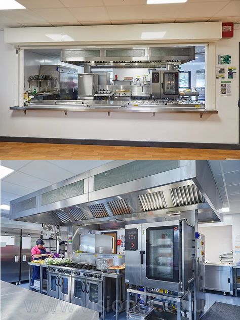 Large Commercial Kitchen, Mafia Kitchen, School Canteen Design, Commercial Kitchen Design For Home, Restaurant Kitchen Organization, Commercial Kitchen Layout, Small Commercial Kitchen, Cafeteria Kitchen, Chefs Kitchen Design