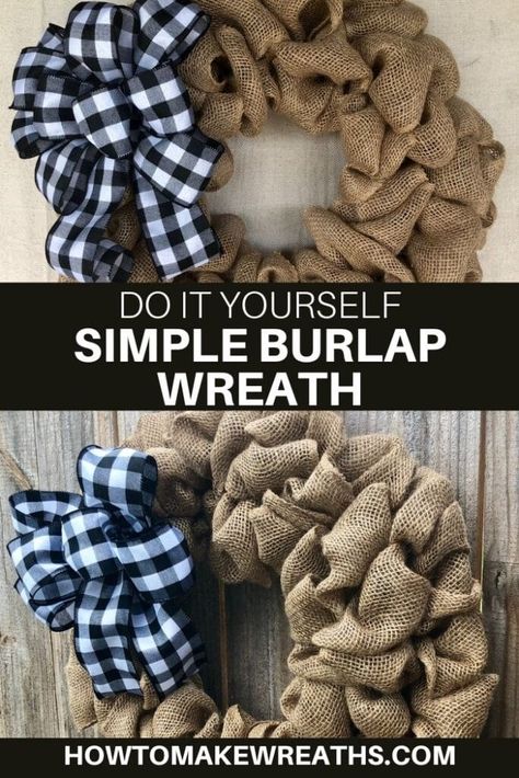 Diy Burlap Wreath Tutorial, Easiest Burlap, Burlap Wreath Tutorial, Classic Wreath, Diy Christmas Wreaths Ideas, Christmas Wreaths Ideas, Burlap Wreath Diy, Christmas Wreaths Diy Easy, Easy Wreaths