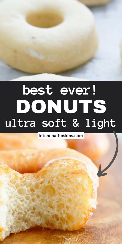 Homemade Donuts recipe is mega popular! Ultra soft, light, airy and they are sinfully addictive. I have provided countless tips and tricks to achieve the most amazing doughnuts you'll ever make. It's as light as biting into a cloud. Bakery Style Donuts Recipes, Diy Donuts Recipe, Dounts Recipes, Fluffy Doughnut Recipe, Fluffy Donut Recipe, Doughnuts Easy, Best Donut Recipe, Homemade Doughnut Recipe, Doughnut Recipe Easy