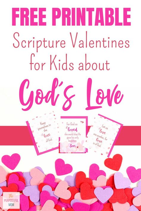 Christian Valentine Ideas For Kids, Scripture Valentines, Christian Valentines Cards, January Fun, Free Printable Scripture, Valentines Scripture, Mfw Kindergarten, Church Valentines, Religious Valentines