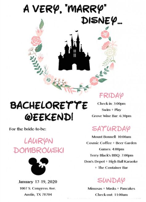 Disney Bachelorette Invitation Disney Bachelorette Party Invitations, Bachlorette Party Disney Theme, Disney Themed Bachelorette Party Ideas, Disney Theme Bachelorette, Disney Bachelorette Party Decorations, Disney World Bachelorette Party, Disneyland Bachelorette Party, Disneyland Bachelorette, Disney Bachelorette Party