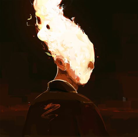 Fire Head Drawing, Person On Fire Art, Fire Art Aesthetic, Fire Art Reference, Fire Hair Oc, Fire Illustration Art, Fire Aesthetic Drawing, Dark Fire Aesthetic, Fire Character Art